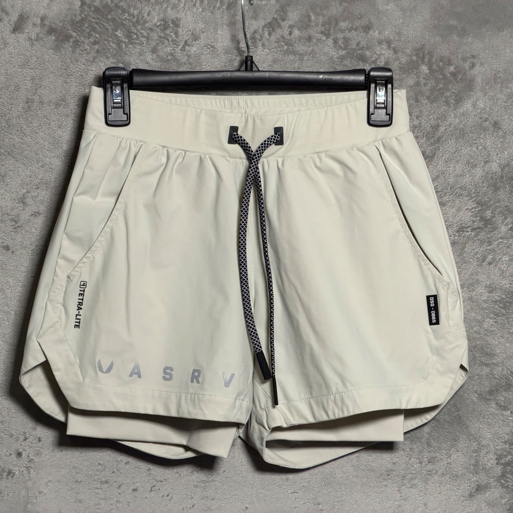 ASRV Tetra-Lite Shorts Mens XS Bone White Athletic Casual Lined DSG-0865